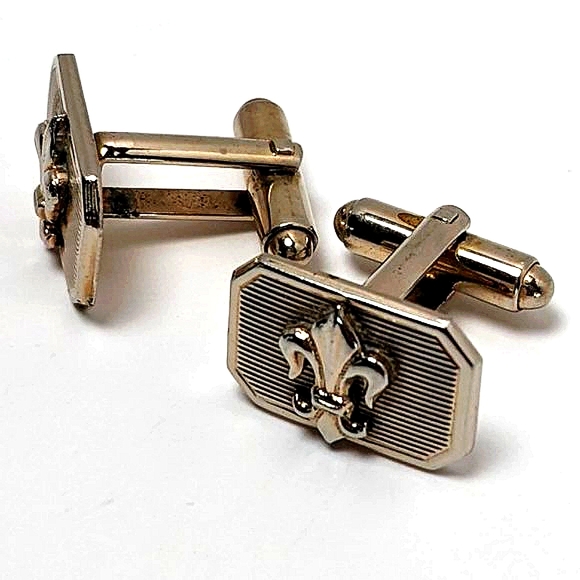 Gold fleur de lis vintage cufflinks - Picture 4 of 4